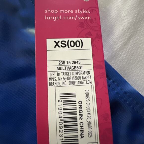 Xhilaration Juniors Longline Bandeau Bikini Top - Blue Tie-Dye Size X Small - Picture 3 of 3